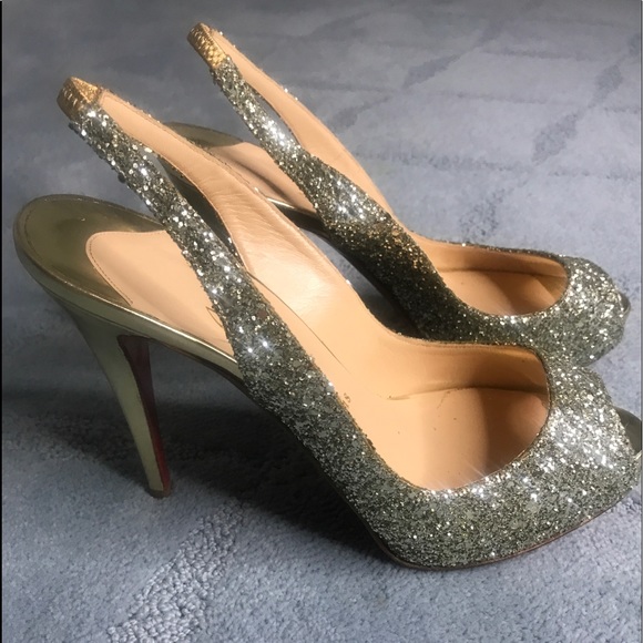 Christian Loubutins Shoes - Gold glitter Christian Louboutins